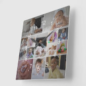 Ontwerp je eigen 14 fotocollage vierkante klok (Hoek)