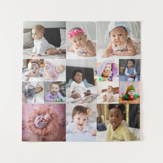 Ontwerp je eigen 15 foto collage wandkleed (Voorkant)