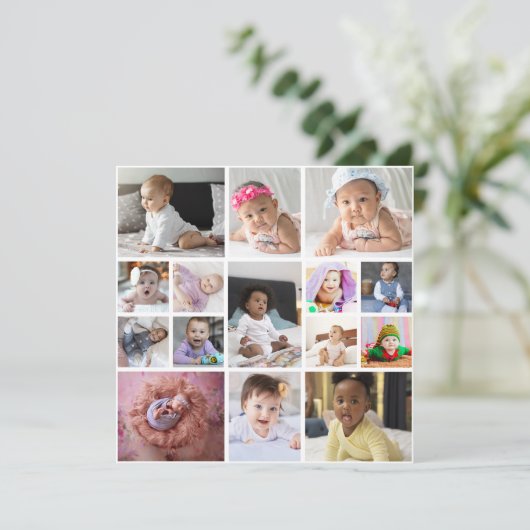 Ontwerp je eigen 15 fotocollage bedankkaart (Staand voorkant)