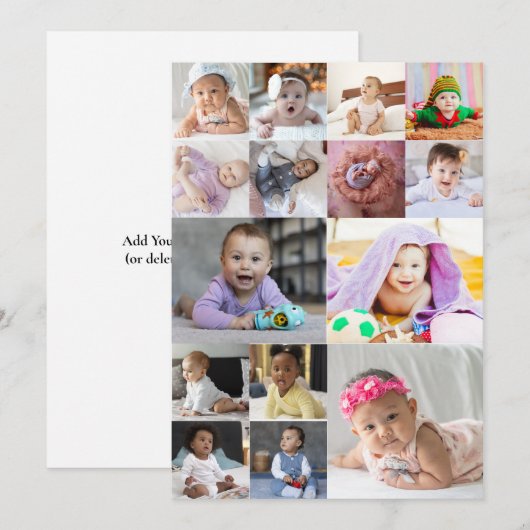 Ontwerp je eigen 15 fotocollage bedankkaart (Voorkant / Achterkant)