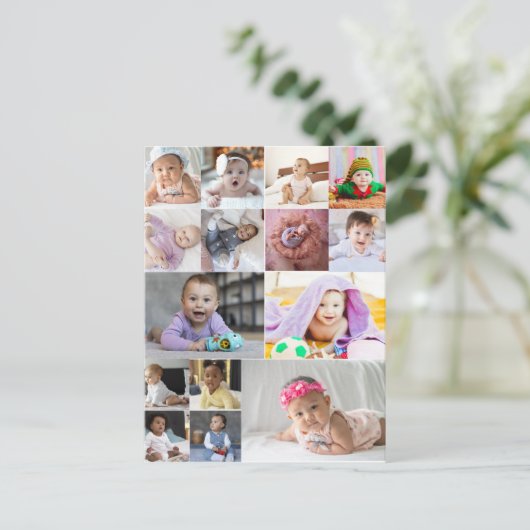 Ontwerp je eigen 15 fotocollage briefkaart (Staand voorkant)