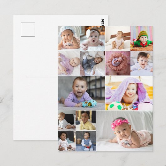 Ontwerp je eigen 15 fotocollage briefkaart (Voorkant / Achterkant)