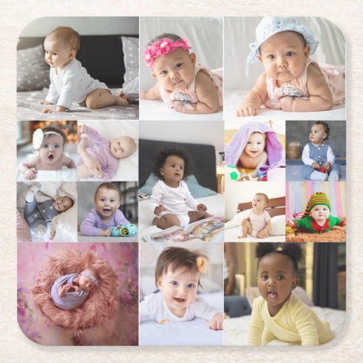 Ontwerp je eigen 15 fotocollage kartonnen onderzetters (Voorkant)