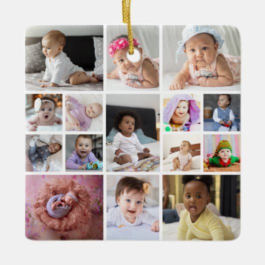 Ontwerp je eigen 15 fotocollage keramisch ornament (Voorkant)