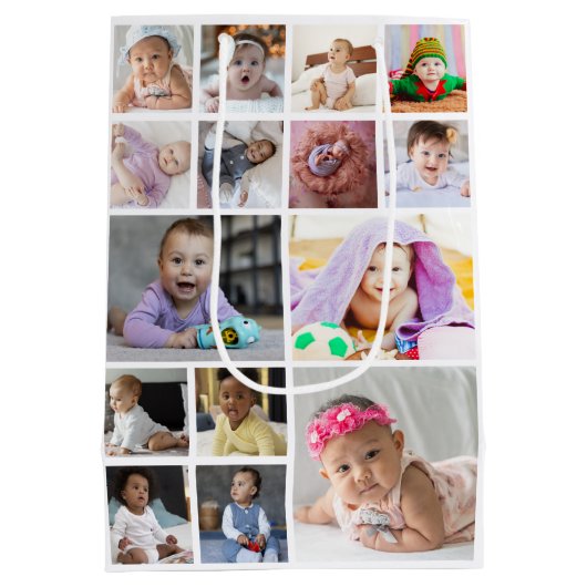 Ontwerp je eigen 15 fotocollage medium cadeauzakje (Achterkant)