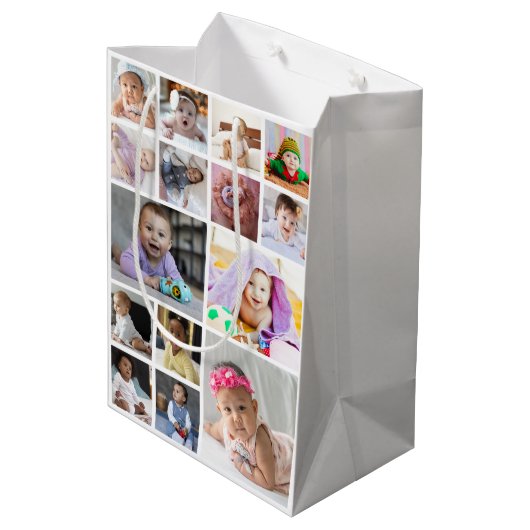 Ontwerp je eigen 15 fotocollage medium cadeauzakje (Achterkant Gekanteld)