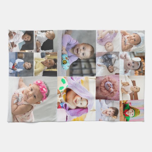 Ontwerp je eigen 15 fotocollage theedoek (Horizontaal)