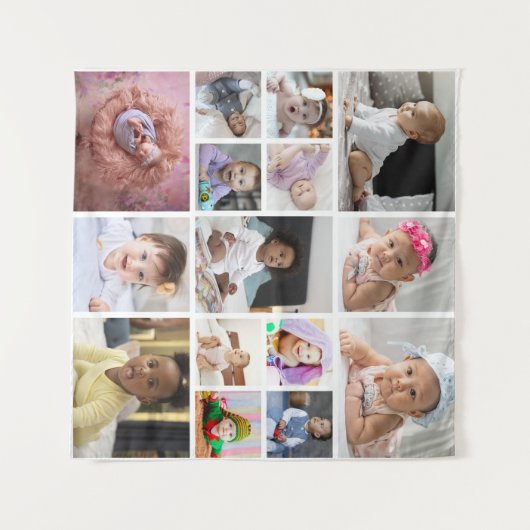 Ontwerp je eigen 15 fotocollage wandkleed (Voorkant (horizontaal))