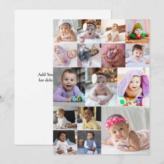 Ontwerp Je Eigen 16 Foto Collage Notitiekaartje (Voorkant / Achterkant)