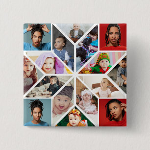 Ontwerp Je Eigen 16 Foto Collage Vierkante Button 5,1 Cm