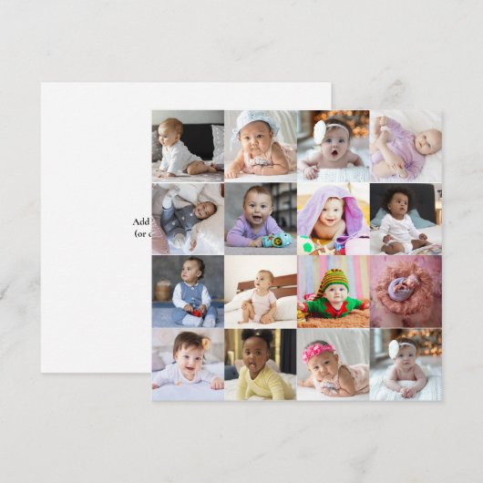 Ontwerp je eigen 16 fotocollage aankondiging (Voorkant / Achterkant)
