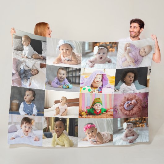Ontwerp je eigen 16 fotocollage fleece deken (In situ)