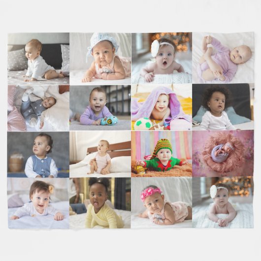 Ontwerp je eigen 16 fotocollage fleece deken (Voorkant (Horizontaal))
