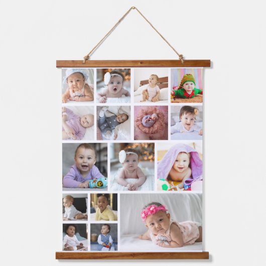 Ontwerp je eigen 16 fotocollage hangend wandkleed (Voorkant)