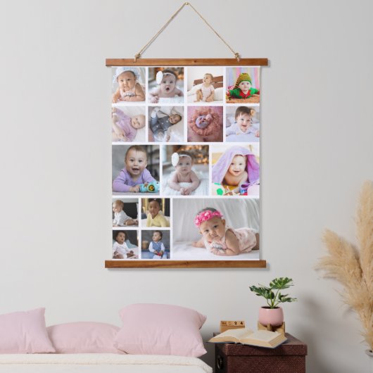 Ontwerp je eigen 16 fotocollage hangend wandkleed (Slaapkamer)