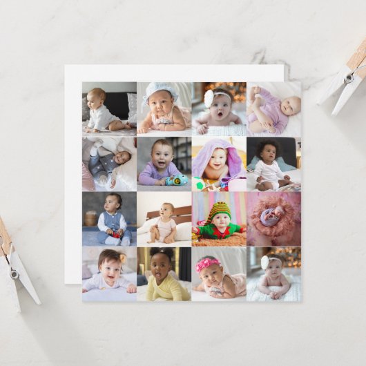 Ontwerp je eigen 16 fotocollage kaart (Voorkant / Achterkant in situ)