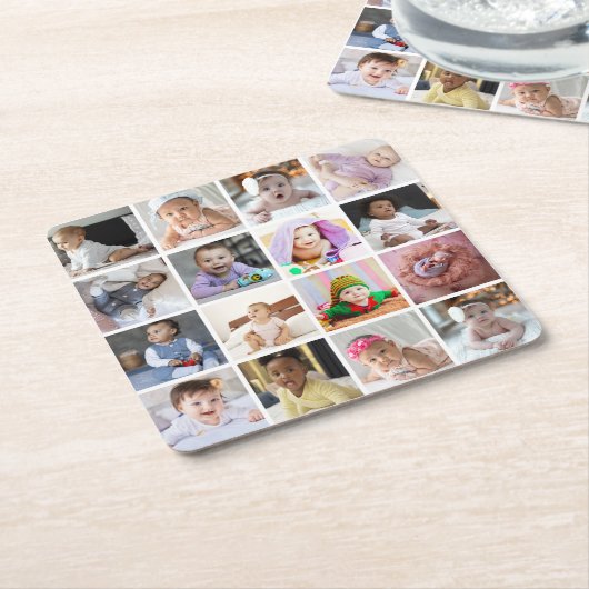 Ontwerp je eigen 16 fotocollage kartonnen onderzetters (Schuin)