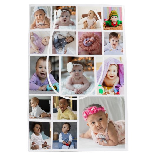 Ontwerp je eigen 16 fotocollage medium cadeauzakje (Voorkant)
