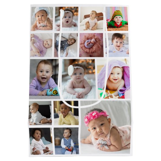 Ontwerp je eigen 16 fotocollage medium cadeauzakje (Achterkant)