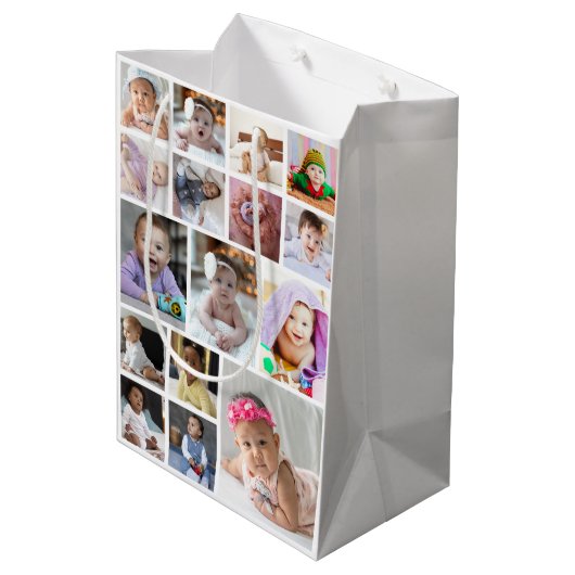 Ontwerp je eigen 16 fotocollage medium cadeauzakje (Achterkant Gekanteld)