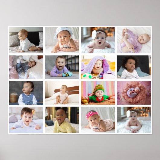 Ontwerp je eigen 16 fotocollage poster (Voorkant)