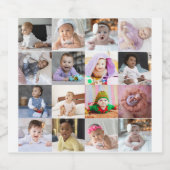 Ontwerp je eigen 16 fotocollage sparkling wijnetiket (Enkel label)