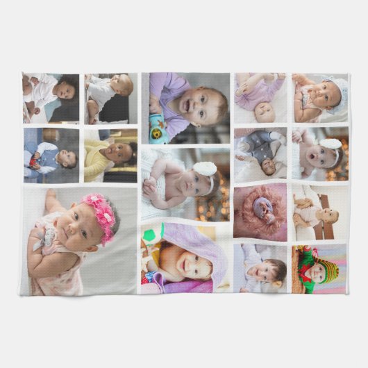 Ontwerp je eigen 16 fotocollage theedoek (Horizontaal)