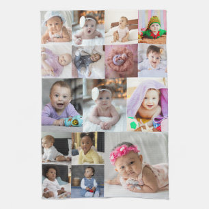 Ontwerp je eigen 16 fotocollage theedoek