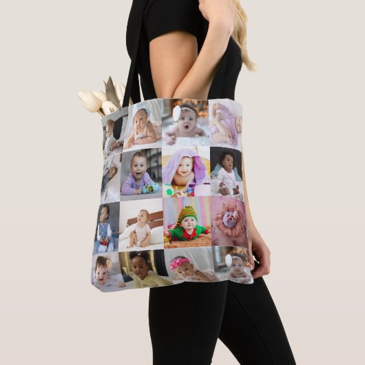 Ontwerp je eigen 16 fotocollage tote bag (Dichtbij)