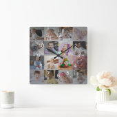 Ontwerp je eigen 16 fotocollage vierkante klok (Huis)