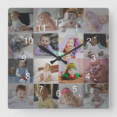 Ontwerp je eigen 16 fotocollage vierkante klok (Voorkant)