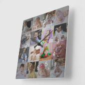 Ontwerp je eigen 16 fotocollage vierkante klok (Hoek)
