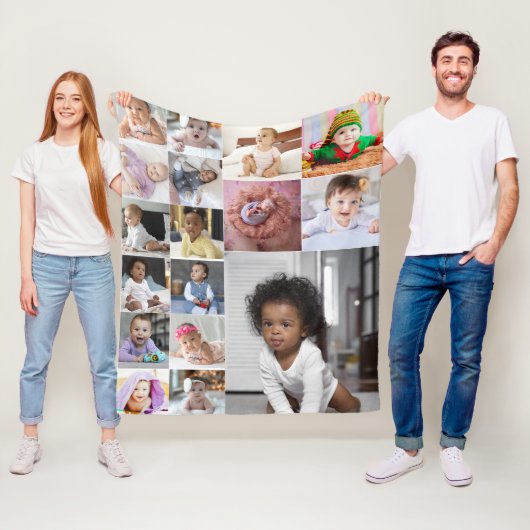 Ontwerp je eigen 17 fotocollage fleece deken (In situ)