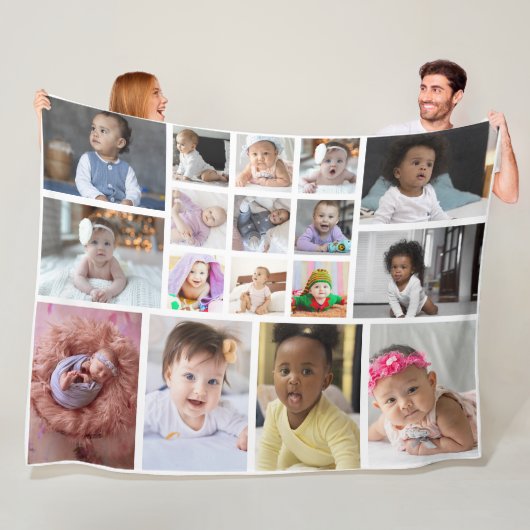 Ontwerp je eigen 17 fotocollage fleece deken (In situ)