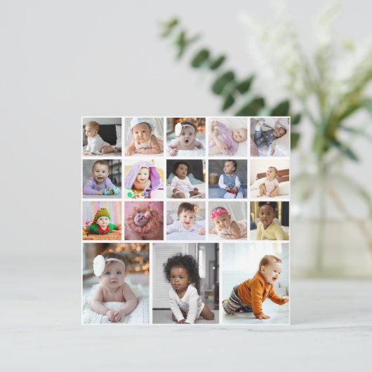 Ontwerp je eigen 18 fotocollage aankondiging (Staand voorkant)