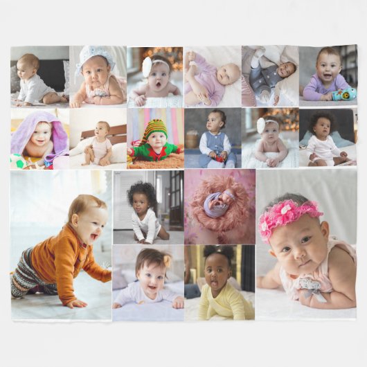 Ontwerp je eigen 18 fotocollage fleece deken (Voorkant (Horizontaal))