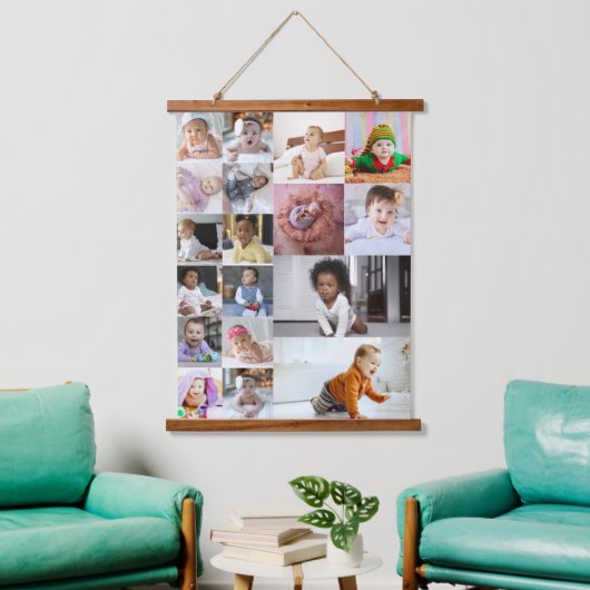 Ontwerp je eigen 18 fotocollage hangend wandkleed (Woonkamer)