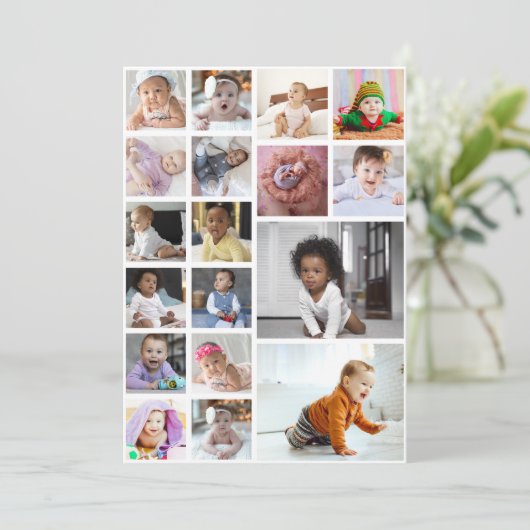 Ontwerp je eigen 18 fotocollage kaart (Staand voorkant)