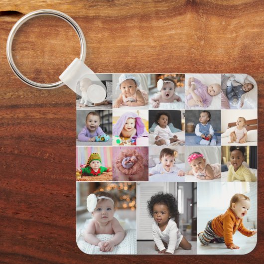 Ontwerp je eigen 18 fotocollage sleutelhanger (Voorkant)