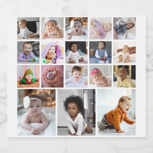 Ontwerp je eigen 18 fotocollage sparkling wijnetiket (Enkel label)