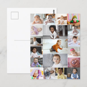 Ontwerp je eigen 19 foto collage briefkaart