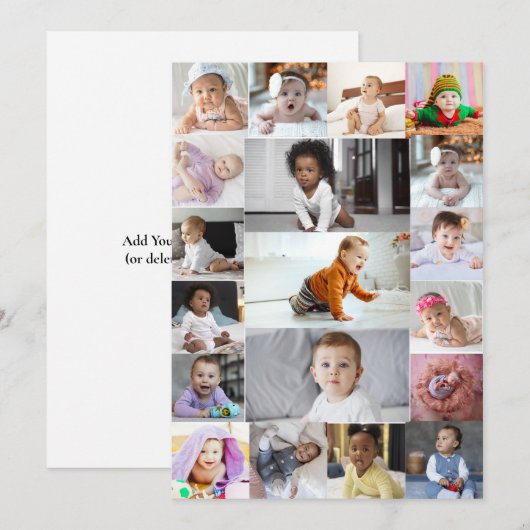 Ontwerp je eigen 19 fotocollage aankondiging (Voorkant / Achterkant)