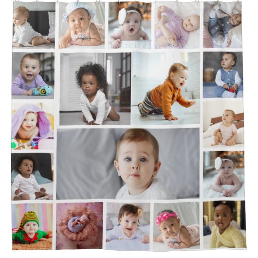 Ontwerp je eigen 19 fotocollage douchegordijn (Voorkant)