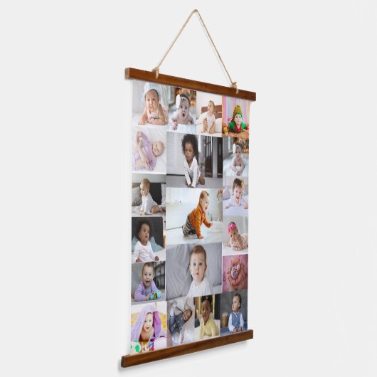 Ontwerp je eigen 19 fotocollage hangend wandkleed (Gebogen)