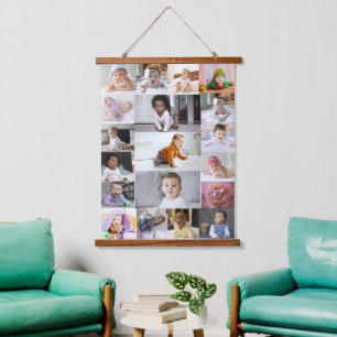 Ontwerp je eigen 19 fotocollage hangend wandkleed