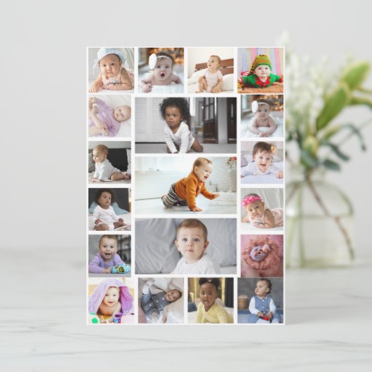 Ontwerp je eigen 19 fotocollage kaart (Staand voorkant)