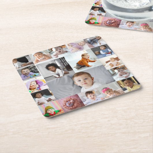 Ontwerp je eigen 19 fotocollage kartonnen onderzetters (Schuin)