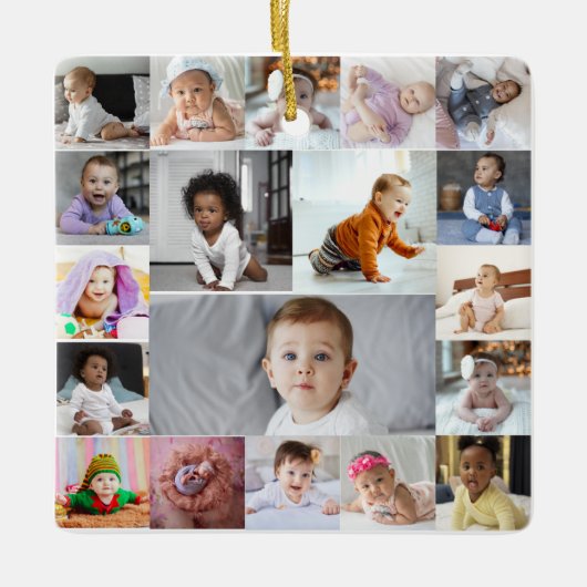 Ontwerp je eigen 19 fotocollage keramisch ornament (Voorkant)