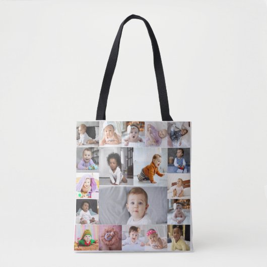 Ontwerp je eigen 19 fotocollage tote bag (Voorkant)