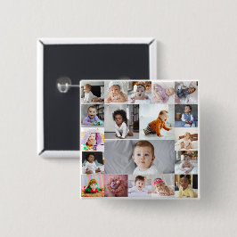 Ontwerp je eigen 19 fotocollage vierkante button 5,1 cm